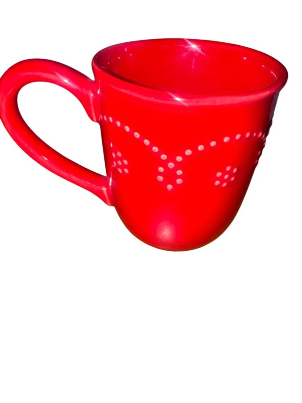 Red Ceramic Coffee Mug With White Dotted Heart Design Microwave & Dishwasher Saf